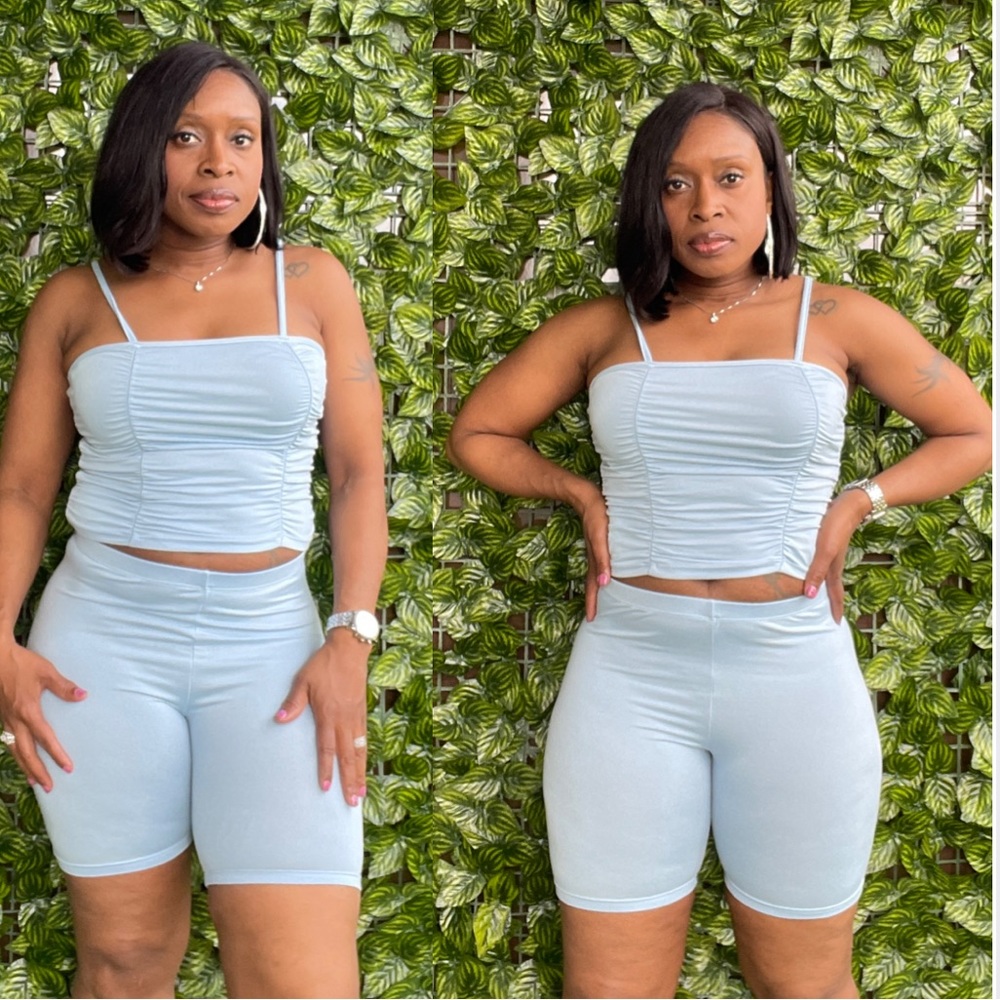 Ruched biker two piece